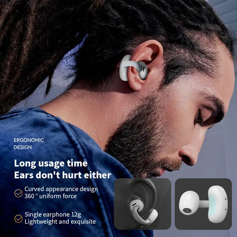 OWS Earclip Wireless Bluetooth Earphones with High Sound Quality, Long Range, Low Latency Noise Reduction, Gaming and Sports Earphones eprolo