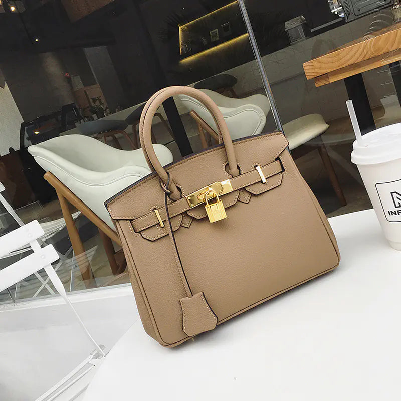 Mini bolso tote de piel auténtica platino para mujer Skinluminova