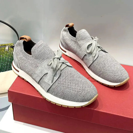 Zapatillas deportivas con cordones, tejido de mosca, transpirables, casuales de suela gruesa eprolo