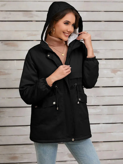 Chaqueta de manga larga con capucha y cordón eprolo