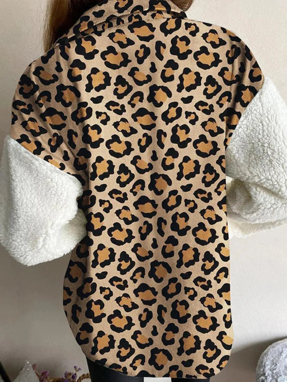Fuzzy Button Up Long Sleeve Jacket - Skinluminova