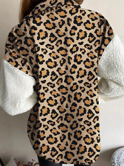 Fuzzy Button Up Long Sleeve Jacket - Skinluminova