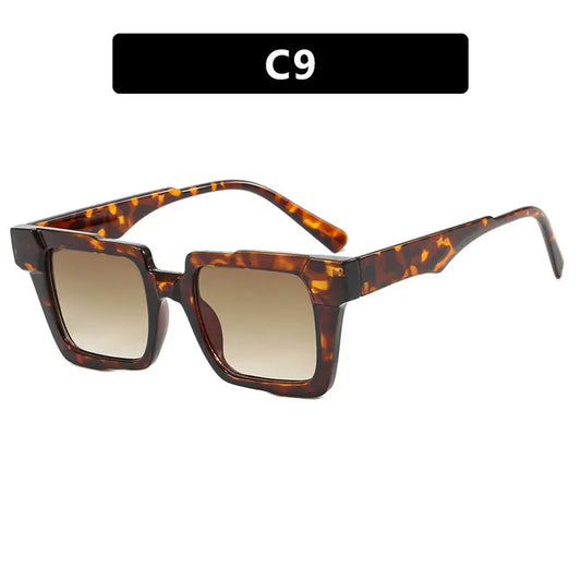 Montura de gafas cuadradas con bloqueo de color, lentes planas antiluz azul, montura de gafas de moda, sensación de alta gama, personalidad exagerada, femenina eprolo