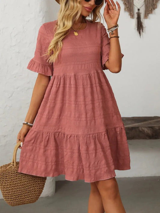 Vestido fluido casual holgado de manga corta para mujer eprolo
