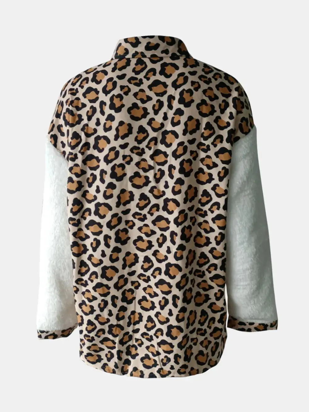 Fuzzy Button Up Long Sleeve Jacket - Skinluminova