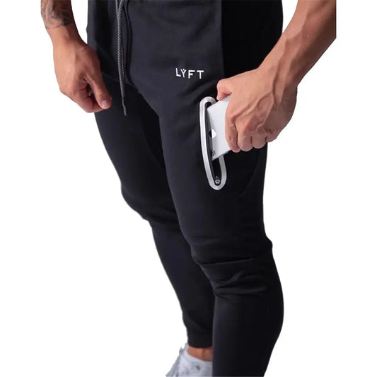 Black Jogging pants para hombre, deportivos, de algodón, slim fit, ideales para correr, entrenar o hacer bodybuilding.