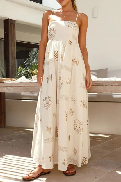 Vestido Maxi Cami con Cuello Cuadrado Estampado eprolo