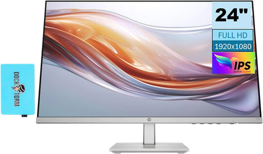 Monitor HP Serie 5 524sh 24" FHD IPS | 300 nits | Sin parpadeo | HDMI, VGA, USB Docztorm | Inclinación ajustable | Negro/plateado | Modelo 2024. Skinluminova