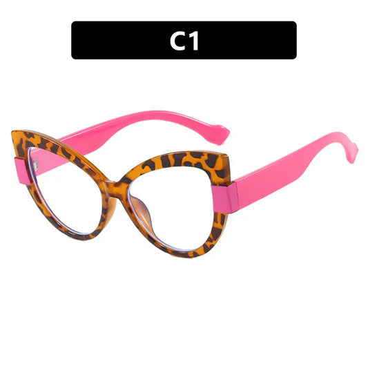 Color blocking cat eye flat lens ins internet celebrity same anti blue light personalized glasses frame TR90 glasses frame can be matched with myopia eprolo