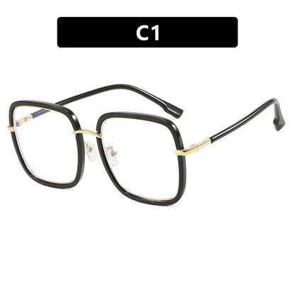 Montura de gafas de forma cuadrada, adecuada para miopía, lente plana TR90 antiluz azul, montura grande, apariencia lisa, montura de gafas adelgazante y moderna eprolo