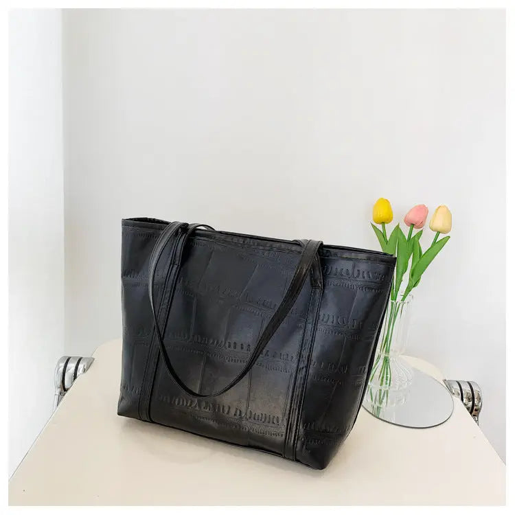 Bolso grande de verano para mujer Nueva versión coreana Bolso de hombro casual de gran capacidad Textura Bolso de mano de color sólido eprolo