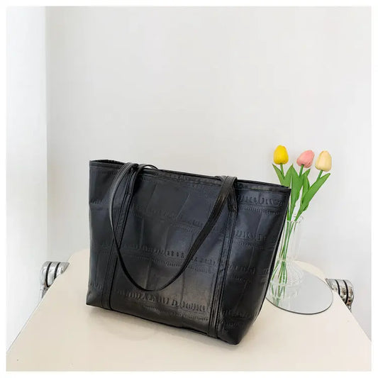 Bolso grande de verano para mujer Nueva versión coreana Bolso de hombro casual de gran capacidad Textura Bolso de mano de color sólido eprolo