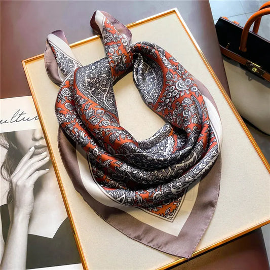 Bufandas con estampado retro de anacardos, bufandas versátiles de temperamento, bufandas cuadradas pequeñas para mujer, bufandas decorativas eprolo