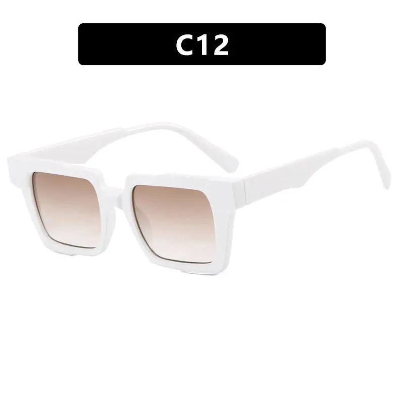Montura de gafas cuadradas con bloqueo de color, lentes planas antiluz azul, montura de gafas de moda, sensación de alta gama, personalidad exagerada, femenina eprolo