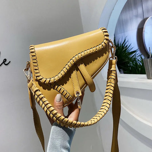 Bolso De Mujer Otoño Nueva Moda Mensajero De Un Hombro Personalidad Bolso De Silla De Montar Versión Coreana Del Bolso De Moda Literario De Color Sólido eprolo