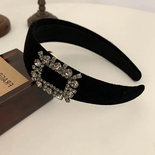 Diadema de terciopelo de seda vintage de alta gama con brillantes diamantes de imitación que adornan los elegantes accesorios para el cabello de belleza de hadas famosos de Internet eprolo