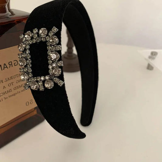 Diadema de terciopelo de seda vintage de alta gama con brillantes diamantes de imitación que adornan los elegantes accesorios para el cabello de belleza de hadas famosos de Internet eprolo