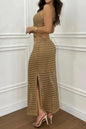 Vestido de suéter con cuello redondo con abertura recortada eprolo