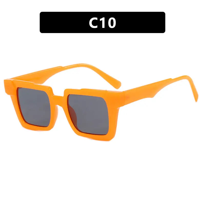 Montura de gafas cuadradas con bloqueo de color, lentes planas antiluz azul, montura de gafas de moda, sensación de alta gama, personalidad exagerada, femenina eprolo