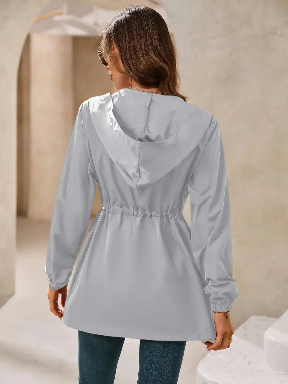 Cortavientos con capucha y manga larga impermeable para exteriores eprolo