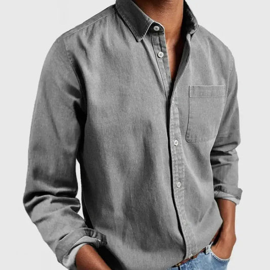 Camisa de solapa de manga larga para hombre Skinluminova