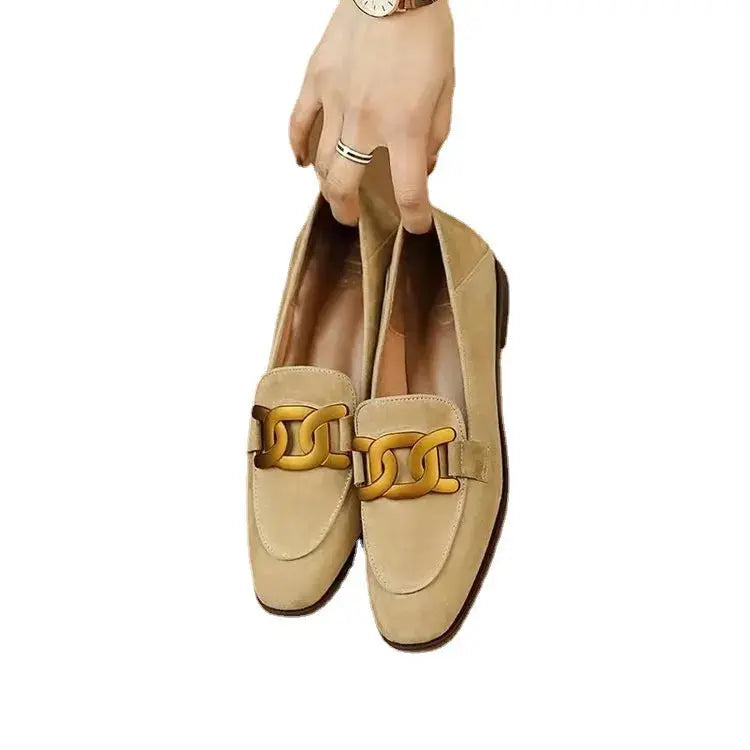 Zapatos planos de moda con hebilla metálica Skinluminova