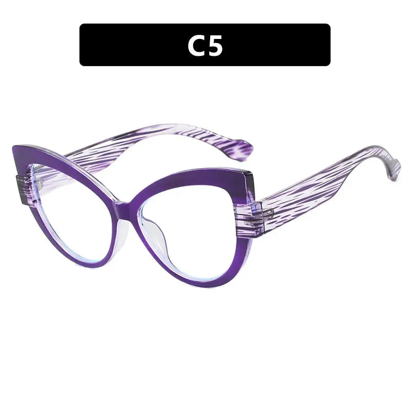 Color blocking cat eye flat lens ins internet celebrity same anti blue light personalized glasses frame TR90 glasses frame can be matched with myopia eprolo