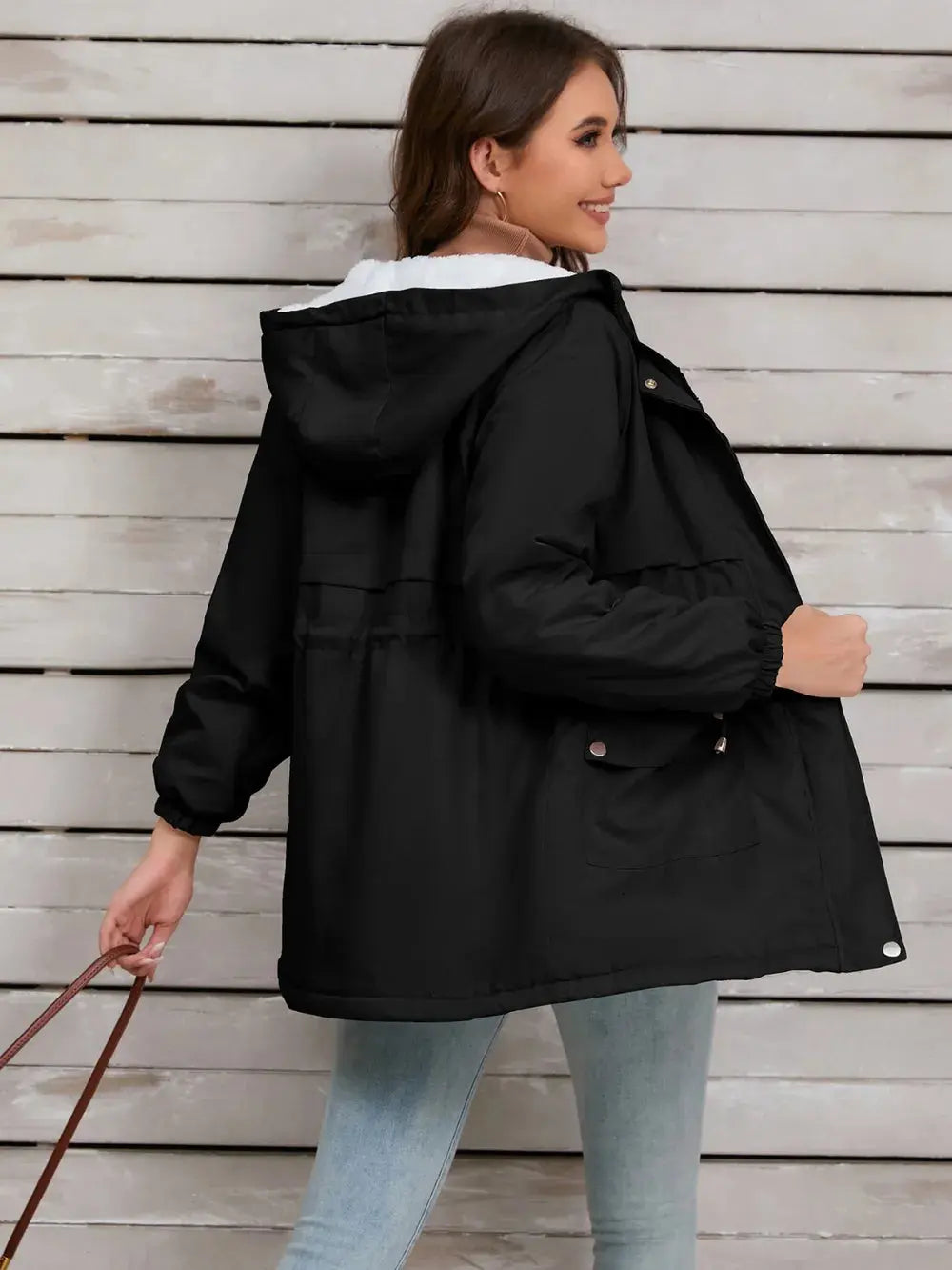 Chaqueta de manga larga con capucha y cordón eprolo