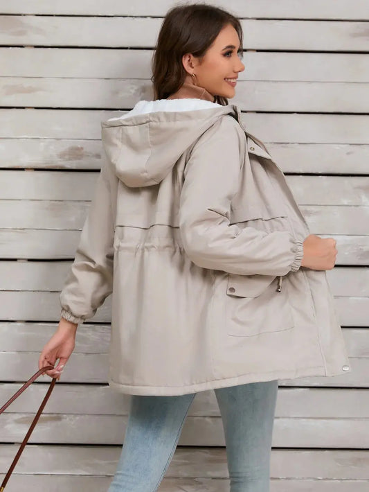 Chaqueta de manga larga con capucha y cordón eprolo