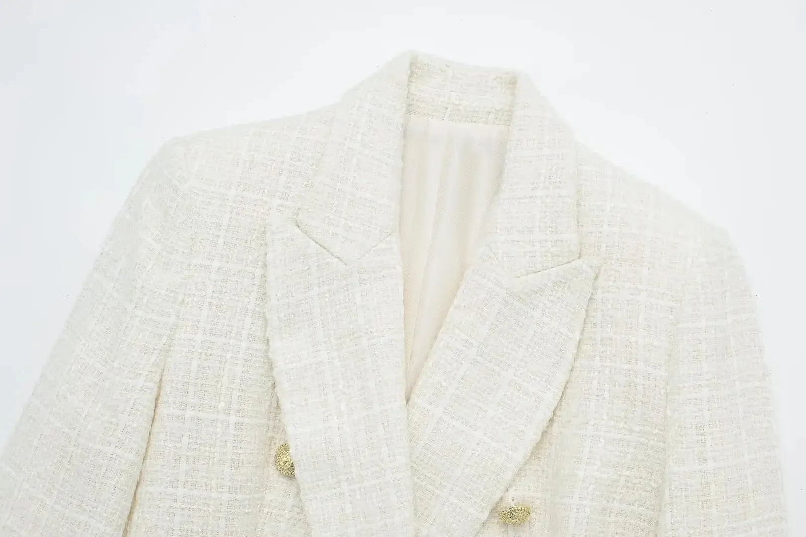 Chaqueta de traje de doble botonadura con textura de color sólido retro nueva de otoño europeo y americano para mujer eprolo
