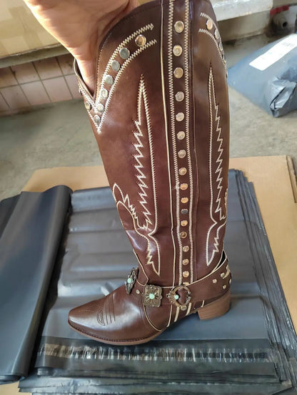 Nuevas botas oversize de denim competitivo para mujer de estilo occidental eprolo