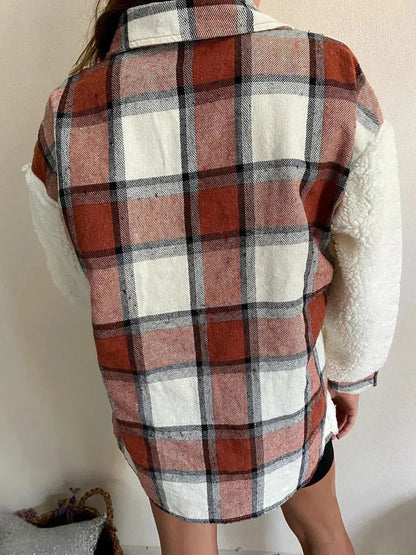 Fuzzy Button Up Long Sleeve Jacket - Skinluminova