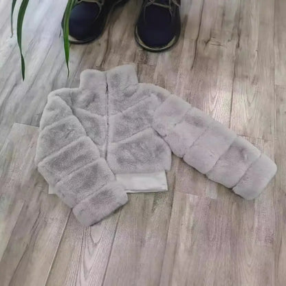 Chaqueta de estilo europeo y americano, estilo corto, cuello alto, empalme, chaqueta de manga larga, ropa de mujer eprolo