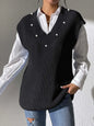 Chaleco sencillo con cuello en V y tejido de perlas con tachuelas. eprolo