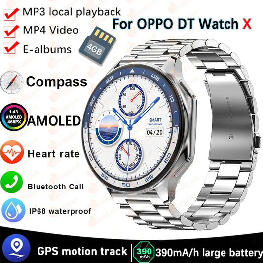 Reloj inteligente DT Watch X con gran memoria 4G, reproducción local de música y video, llamadas Bluetooth a prueba de agua, teléfono inteligente eprolo