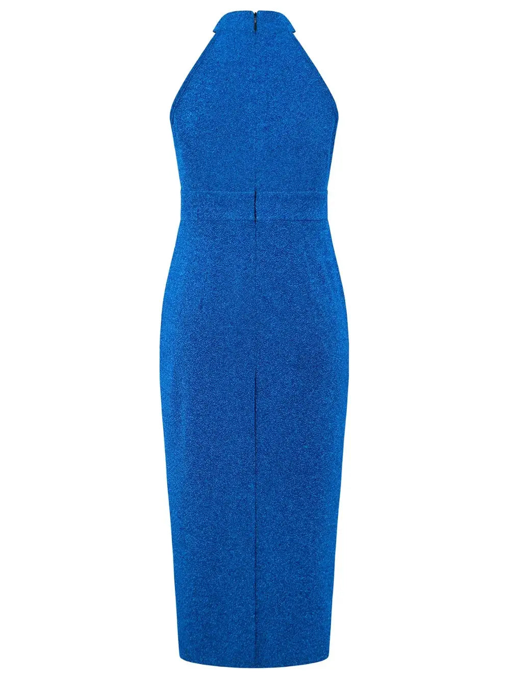 Vestido sin mangas con cuello alto fruncido con abertura eprolo