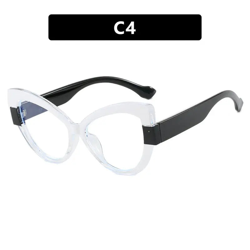 Color blocking cat eye flat lens ins internet celebrity same anti blue light personalized glasses frame TR90 glasses frame can be matched with myopia eprolo