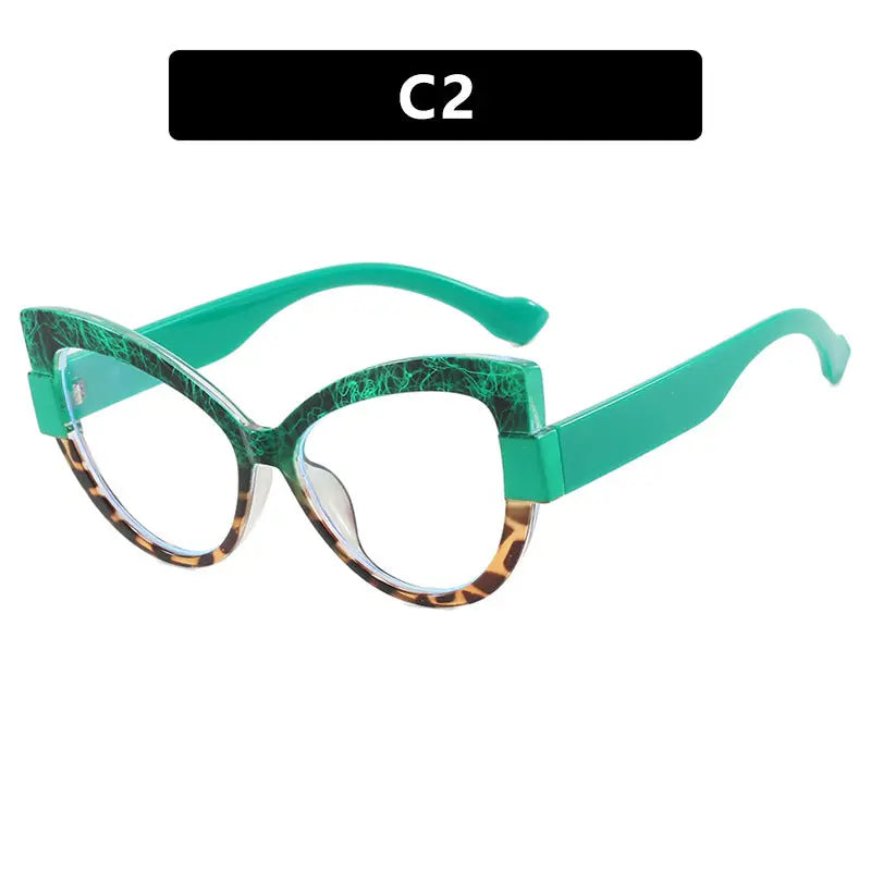 Color blocking cat eye flat lens ins internet celebrity same anti blue light personalized glasses frame TR90 glasses frame can be matched with myopia eprolo