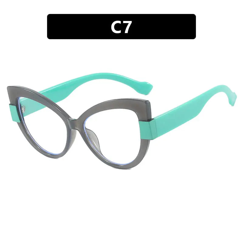 Color blocking cat eye flat lens ins internet celebrity same anti blue light personalized glasses frame TR90 glasses frame can be matched with myopia eprolo
