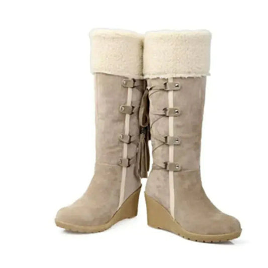 Botas altas de ante con flecos, talla grande 40-43 Skinluminova