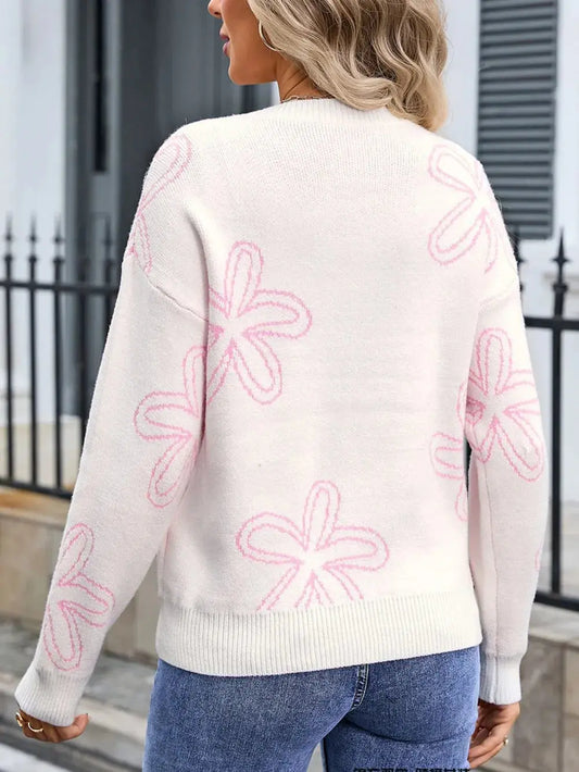 Suéter con cuello redondo y hombros caídos con flores y alas de ángel eprolo