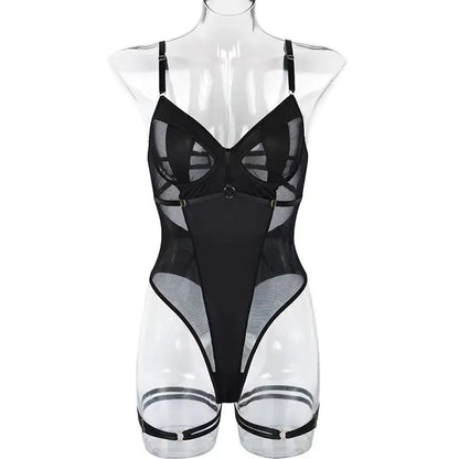 Mono camisola con cordones y espalda descubierta con empalme de malla para mujer eprolo