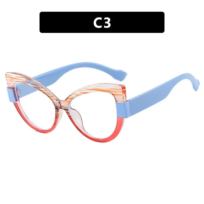 Color blocking cat eye flat lens ins internet celebrity same anti blue light personalized glasses frame TR90 glasses frame can be matched with myopia eprolo