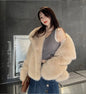 Abrigo de piel sintética de solapa grande de moda, elegante y socialité, abrigo cálido de manga larga, top de piel eprolo