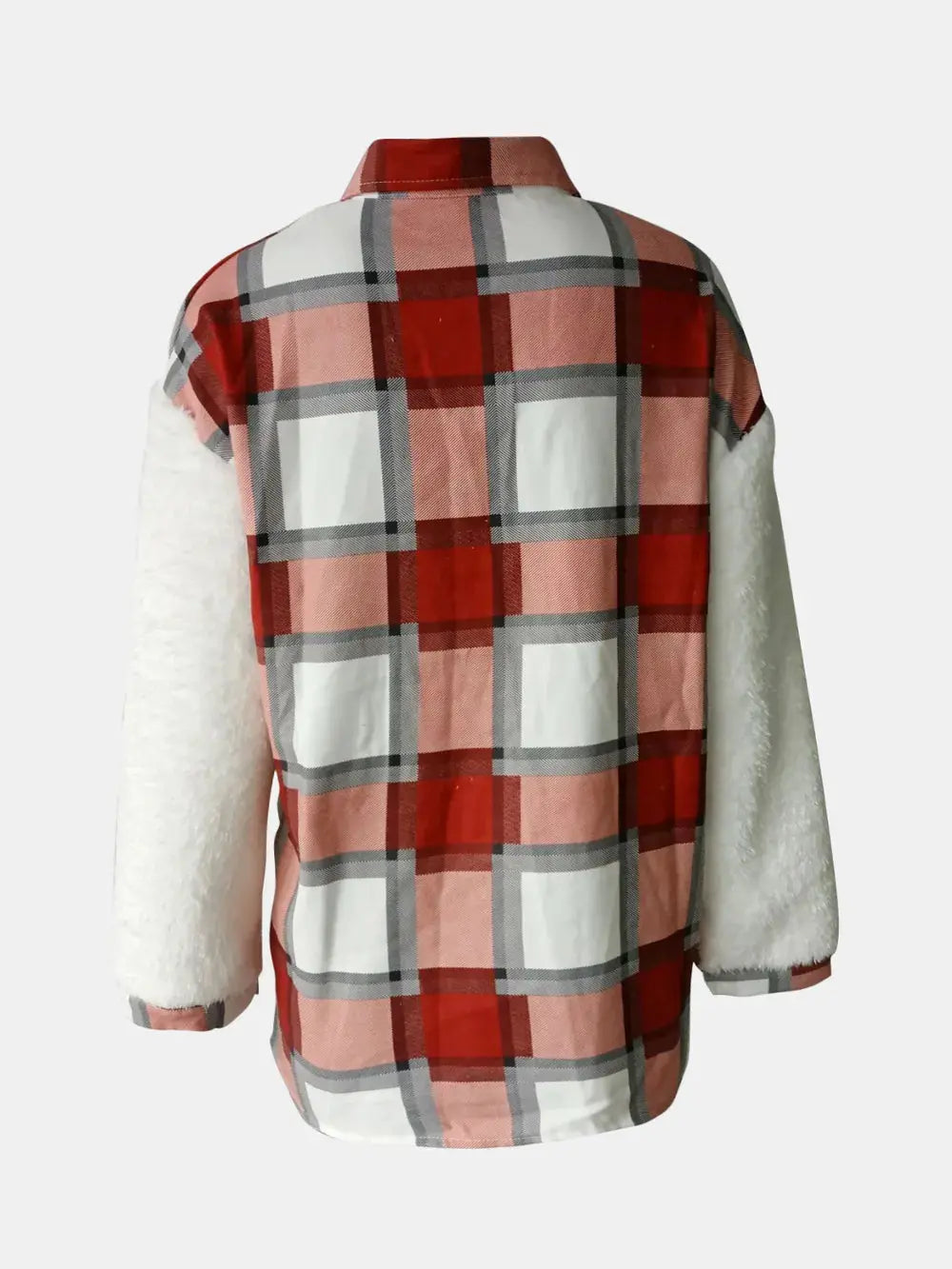 Fuzzy Button Up Long Sleeve Jacket - Skinluminova