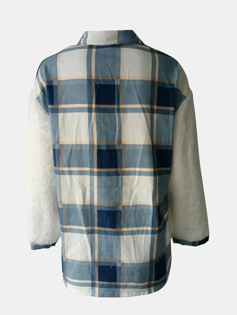 Fuzzy Button Up Long Sleeve Jacket - Skinluminova