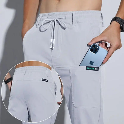 Pantalones finos de seda de hielo para hombres, hombres de negocios, pantalones casuales, pantalones deportivos holgados de pierna recta de moda eprolo