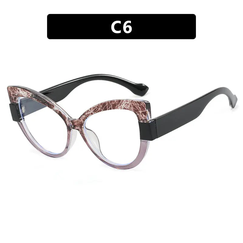 Color blocking cat eye flat lens ins internet celebrity same anti blue light personalized glasses frame TR90 glasses frame can be matched with myopia eprolo