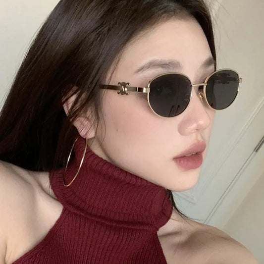 Gafas de sol ovaladas retro, nuevo protector solar personalizado de moda y gafas de sol resistentes a los rayos UV para mujer eprolo