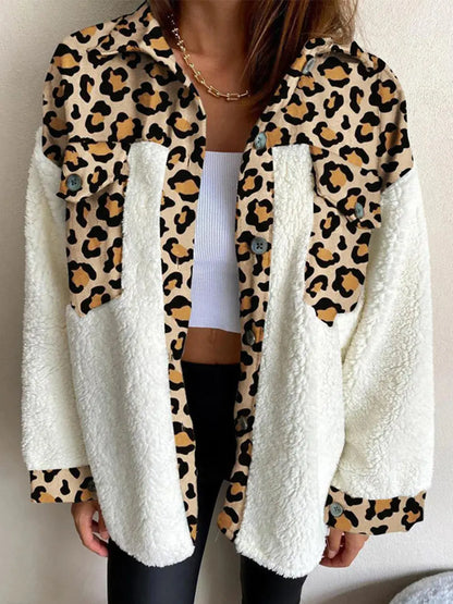 Fuzzy Button Up Long Sleeve Jacket - Skinluminova